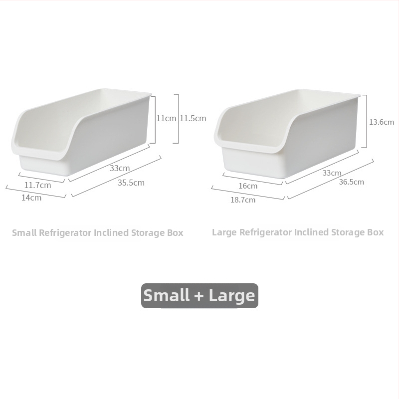 Cutie de depozitare pentru frigider din PP, din material alimentar, 2 compartimente, fără capac, pentru organizare în bucătărie