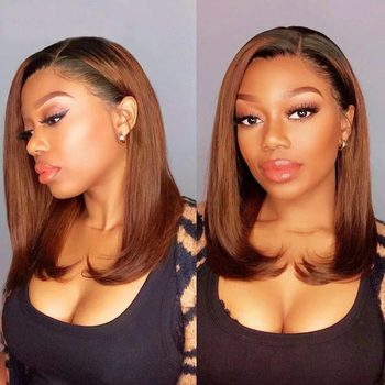 Perucă scurtă cu păr drept, fibră sintetică rezistentă la temperaturi, model L430, pentru doamne, poate fi vopsită sau îndreptată cu placa