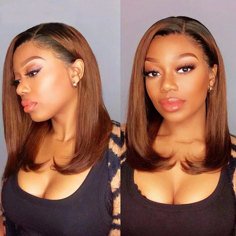 Perucă scurtă cu păr drept, fibră sintetică rezistentă la temperaturi, model L430, pentru doamne, poate fi vopsită sau îndreptată cu placa