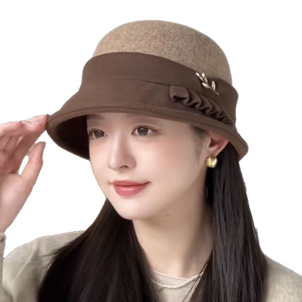 Pălărie-perucă într-o singură piesă, fedora din lână, păr drept până la umeri, sârmă rezistentă la temperatură, fără breton, look natural