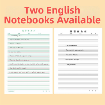 Foaie de lucru de limba engleză pentru elevii 3–6, cu grilă de patru rânduri, legare cu lipici, 30 de pagini, hârtie 80–100 g, stil drăguț japonez/coreean.
