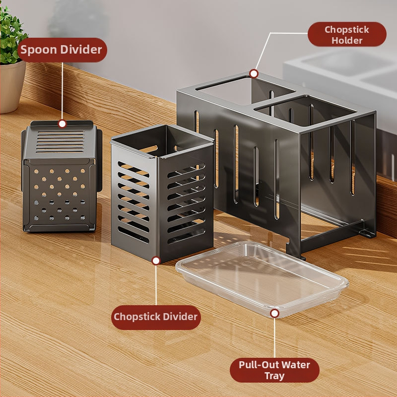 OSD suport pentru bețe din oțel inoxidabil 304, stil Nordic, design dreptunghiular, pentru blat de bucătărie (Material: oțel inoxidabil 304; Stil: Nordic; Design: Dreptunghiular; Poziție: Pe blat)