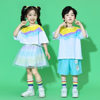 Costum copii pentru cheerleading pentru reprezentație de grup | Bumbac 85%, Vară 2024, Unisex, Potrivit pentru gimnaziu