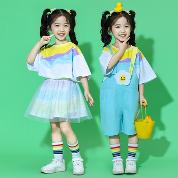 Costum copii pentru cheerleading pentru reprezentație de grup | Bumbac 85%, Vară 2024, Unisex, Potrivit pentru gimnaziu