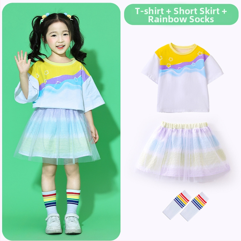 Costum copii pentru cheerleading pentru reprezentație de grup | Bumbac 85%, Vară 2024, Unisex, Potrivit pentru gimnaziu