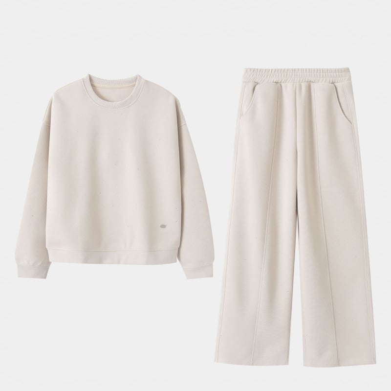 Set dama hanorac și trening în stil coreean, croială lejeră, mâneci lungi, amestec poliester-bumbac, pentru primăvară și toamnă