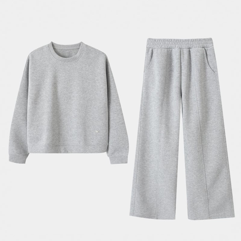 Set dama hanorac și trening în stil coreean, croială lejeră, mâneci lungi, amestec poliester-bumbac, pentru primăvară și toamnă