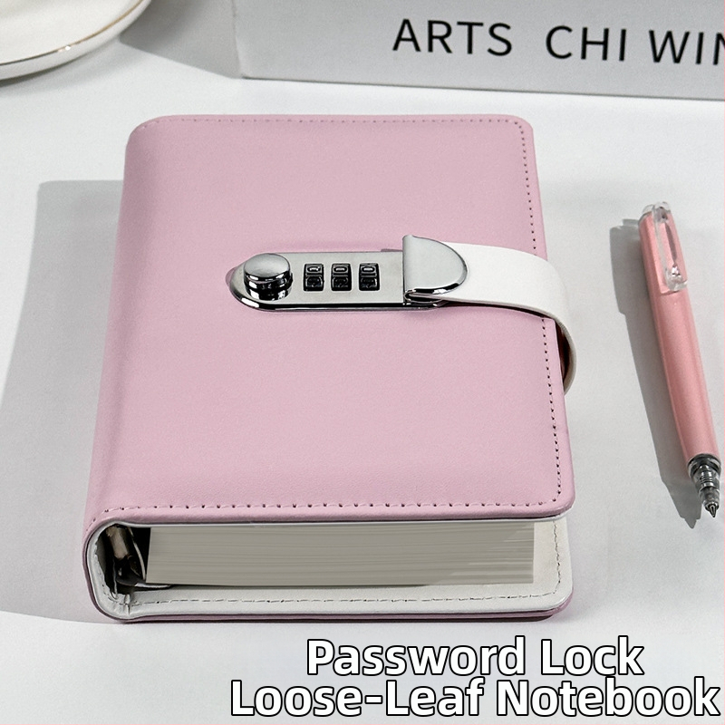 Caiet cu copertă PU și legare de tip binder, hârtie offset dublă, 60 foi, 80 gsm