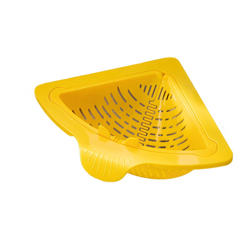 Coș magnetic triunghiular pentru chiuvetă – filtru pentru resturi alimentare, golire cu un singur buton, material PP, 78,6 g