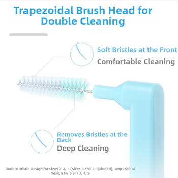 Periuță interdentală în formă de L, cu peri moi ultra-fini, destinată igienei ortodontice, pachet de 144 bucăți.