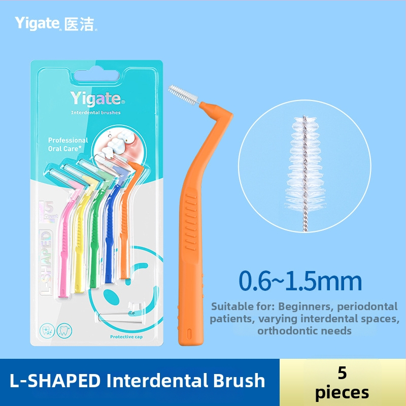 Periuță interdentală în formă de L, cu peri moi ultra-fini, destinată igienei ortodontice, pachet de 144 bucăți.
