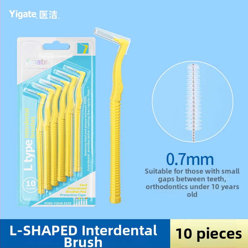 Periuță interdentală în formă de L, cu peri moi ultra-fini, destinată igienei ortodontice, pachet de 144 bucăți.