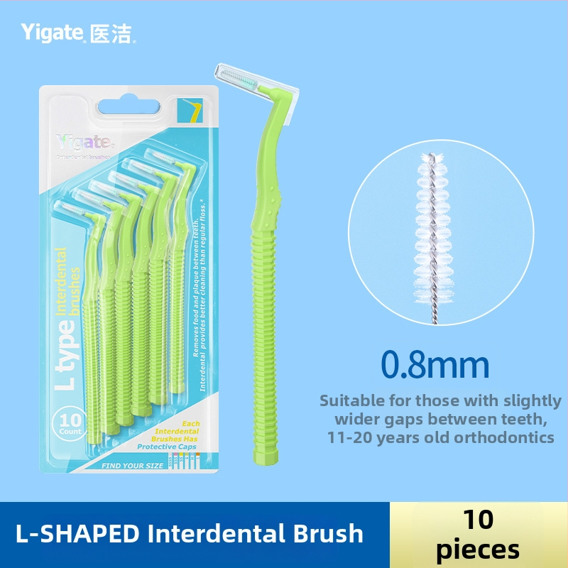 Periuță interdentală în formă de L, cu peri moi ultra-fini, destinată igienei ortodontice, pachet de 144 bucăți.