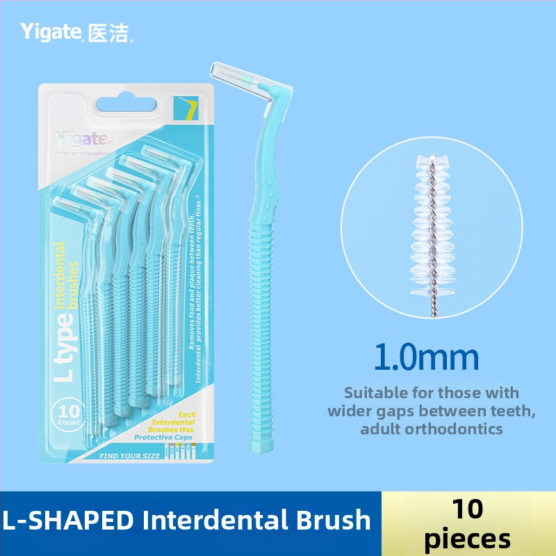 Periuță interdentală în formă de L, cu peri moi ultra-fini, destinată igienei ortodontice, pachet de 144 bucăți.