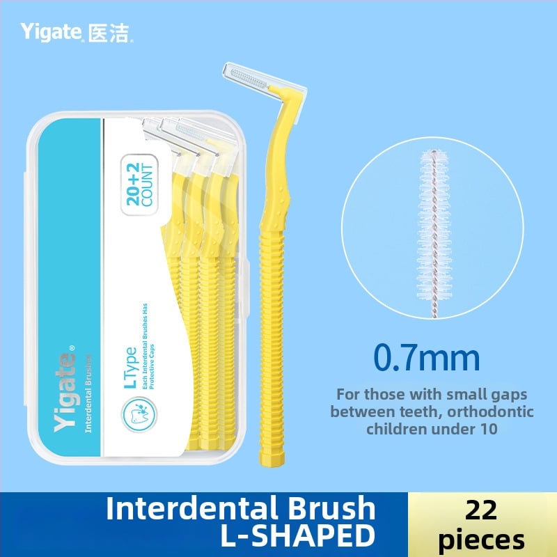 Periuță interdentală în formă de L, cu peri moi ultra-fini, destinată igienei ortodontice, pachet de 144 bucăți.