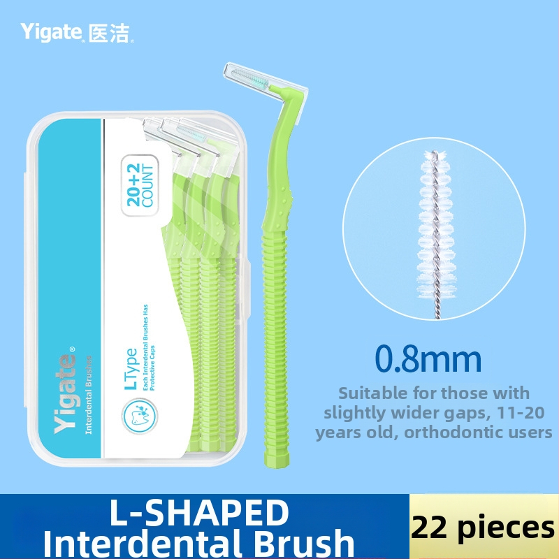 Periuță interdentală în formă de L, cu peri moi ultra-fini, destinată igienei ortodontice, pachet de 144 bucăți.