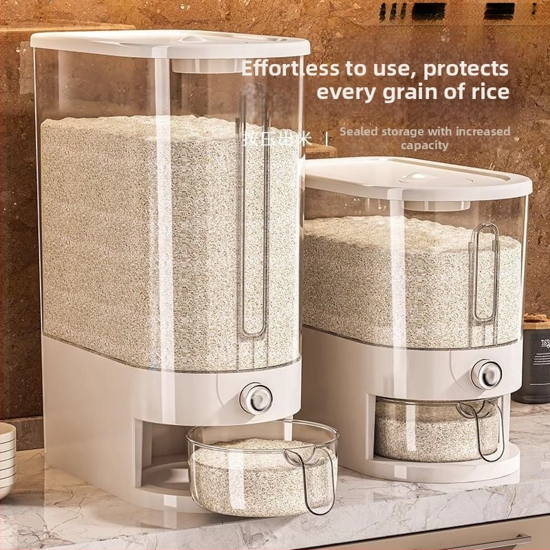Container pentru depozitare orez - recipient plastic sigilat, protecție împotriva insectelor și umezelii, capacitate sub 4 L