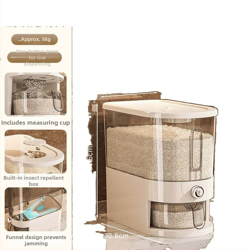 Container pentru depozitare orez - recipient plastic sigilat, protecție împotriva insectelor și umezelii, capacitate sub 4 L