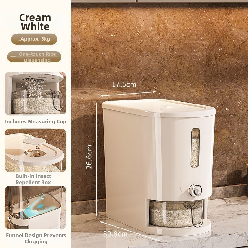 Container pentru depozitare orez - recipient plastic sigilat, protecție împotriva insectelor și umezelii, capacitate sub 4 L