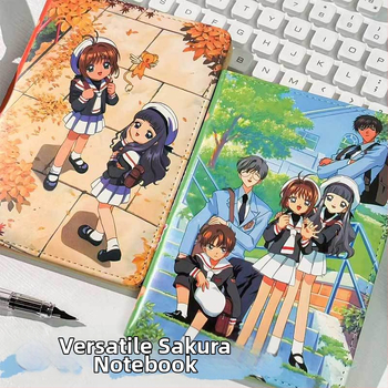 Jurnal cu husă din piele PU, legare cu ață, Dowling hârtie, 100 g greutate de hârtie, 100–200 pagini, stil cartoon drăguț japonez-coreean