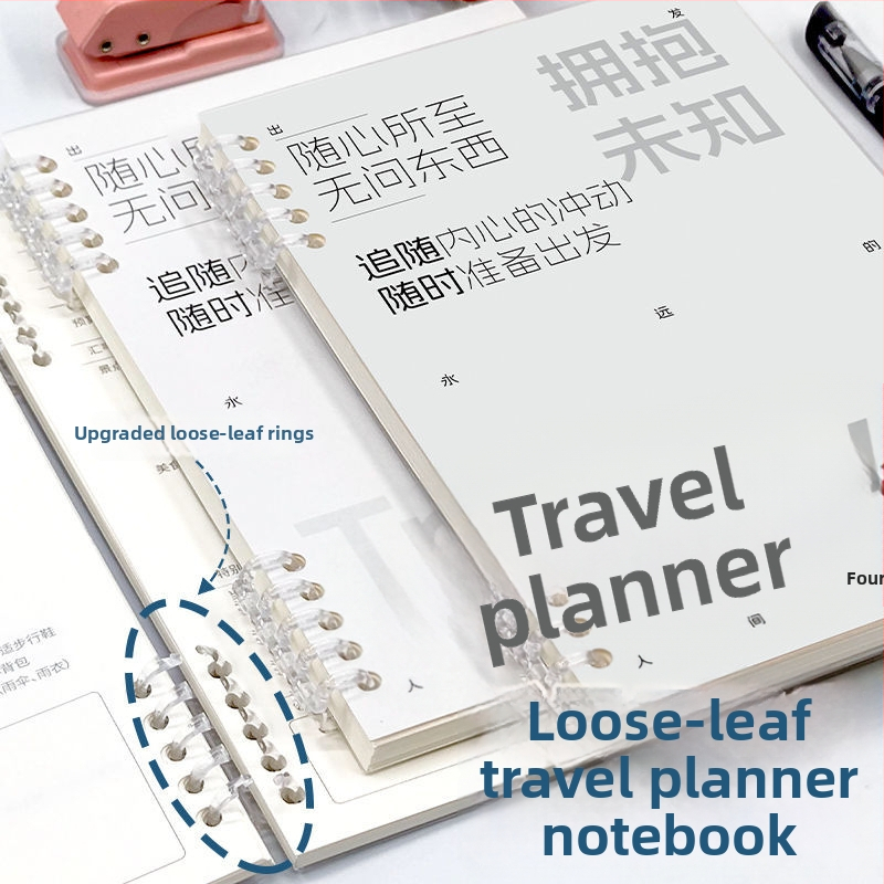 Caiet — cu legare tip binder, hârtie din pastă de lemn, 75 g, 1–50 pagini, estetic proaspăt și curat