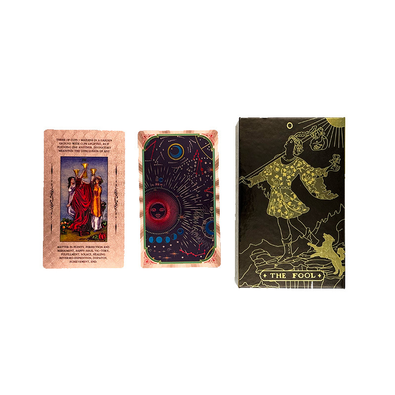 Carti de tarot – plastic; Brand: Gold foil tarot cards; carti de joc pentru jocuri de societate; ambalaj: cutie colorată