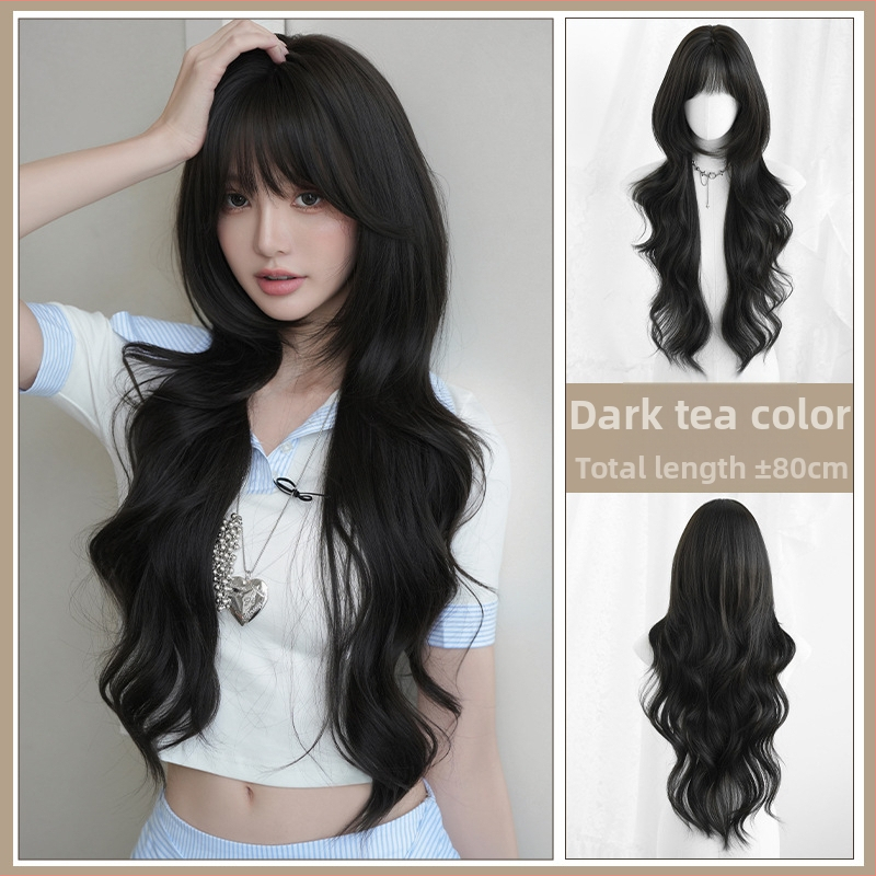 Perucă lungă bucle din fibre sintetice rezistente la temperatură înaltă | Procesare mecanică • Model C-0531 • Franjuri drepte sau înclinate • Pufoasă și naturală