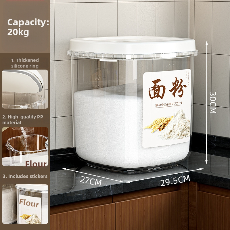 Container depozitare orez, sigilat, rezistent la umezeală și insecte, din plastic PP, capacitate 10 L sau mai mare, design modern minimalist