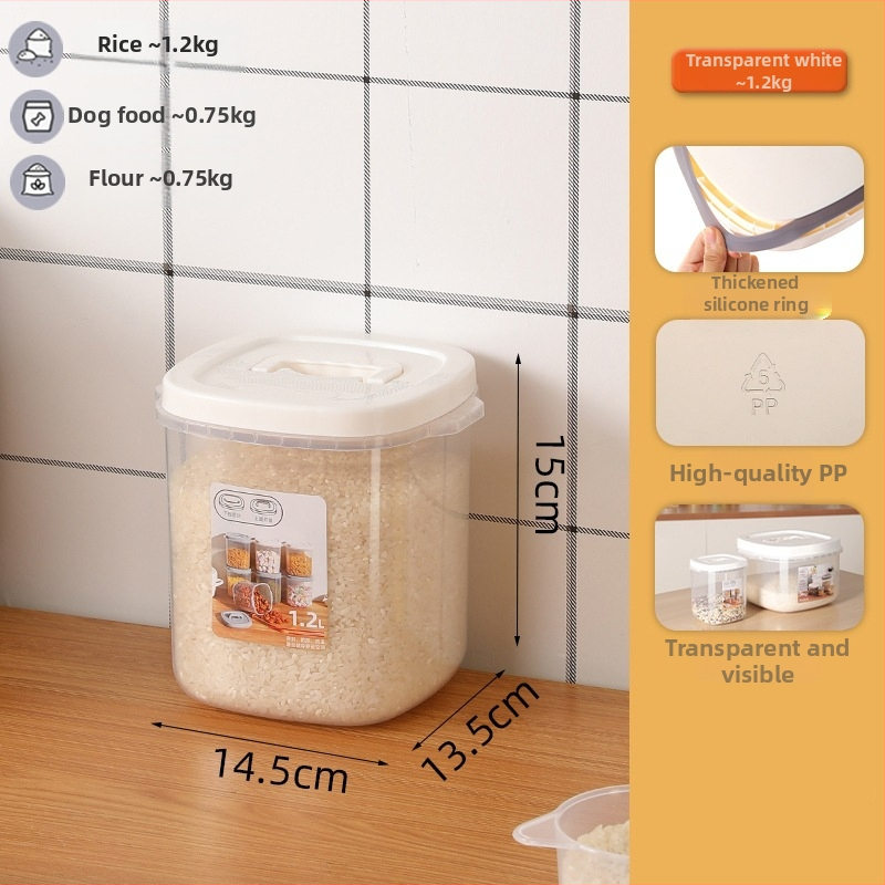 Container depozitare orez, sigilat, rezistent la umezeală și insecte, din plastic PP, capacitate 10 L sau mai mare, design modern minimalist