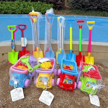 Set de jucării pentru plajă pentru copii: unelte pentru săpat în nisip și jocuri cu apă, din plastic, ambalaj plasă, pentru vârsta 7–14 ani, certificat 3C