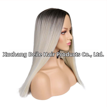 Perucă cu păr drept, lungime medie, model GBA19034, fibre rezistente la temperatură, breton în parte centrală, vopsire fără încălzire, mecanism de modelare