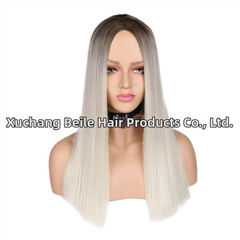 Perucă cu păr drept, lungime medie, model GBA19034, fibre rezistente la temperatură, breton în parte centrală, vopsire fără încălzire, mecanism de modelare