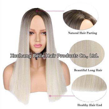 Perucă cu păr drept, lungime medie, model GBA19034, fibre rezistente la temperatură, breton în parte centrală, vopsire fără încălzire, mecanism de modelare