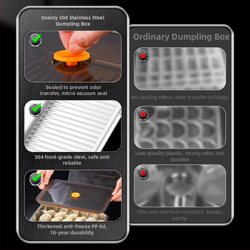 Cutie de depozitare pentru găluște din oțel inoxidabil 304, cu capac, etanșă, pătrată, 2.1–3 L