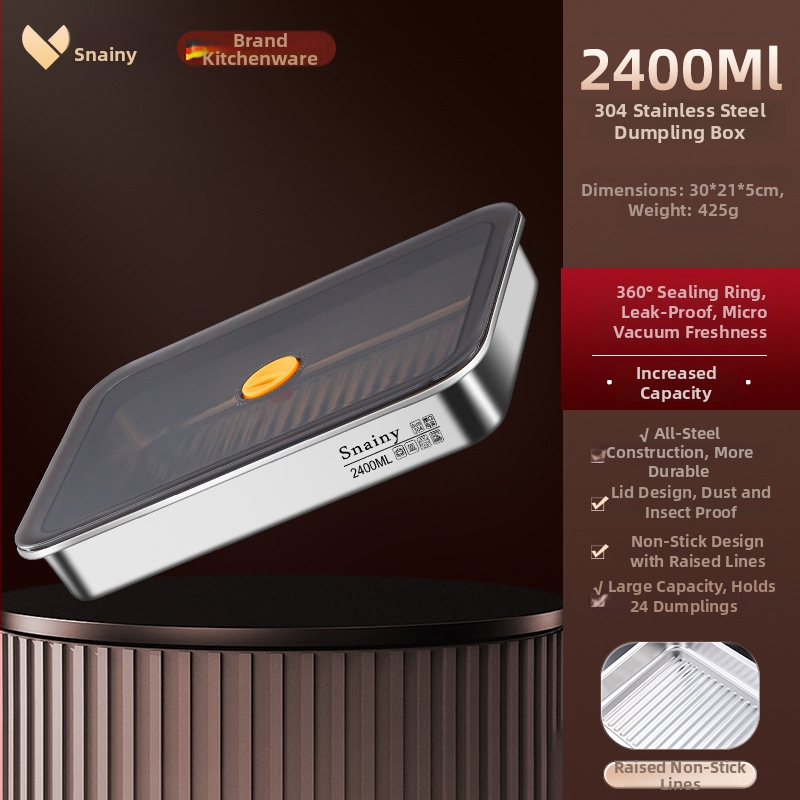 Cutie de depozitare pentru găluște din oțel inoxidabil 304, cu capac, etanșă, pătrată, 2.1–3 L