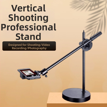 Suport pentru fotografiere de sus pentru telefon cu iluminare de fill — montaj pe birou sau podea, suport din plastic universal, anti vibrații, pentru streaming live și înregistrare video