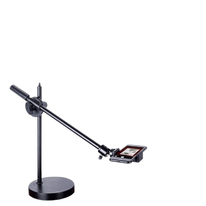 Suport pentru fotografiere de sus pentru telefon cu iluminare de fill — montaj pe birou sau podea, suport din plastic universal, anti vibrații, pentru streaming live și înregistrare video