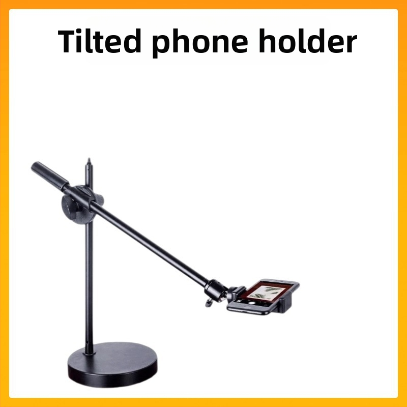 Suport pentru fotografiere de sus pentru telefon cu iluminare de fill — montaj pe birou sau podea, suport din plastic universal, anti vibrații, pentru streaming live și înregistrare video