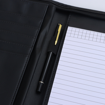 Mapă de birou din piele cu fermoar și clips pentru manager, model XSJLJ420, personalizare disponibilă