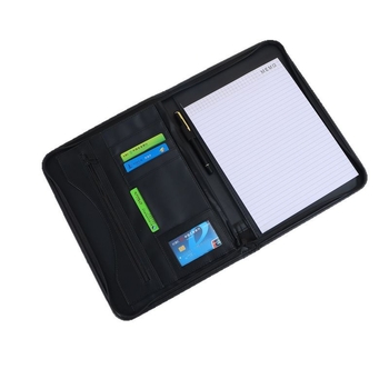 Mapă de birou din piele cu fermoar și clips pentru manager, model XSJLJ420, personalizare disponibilă