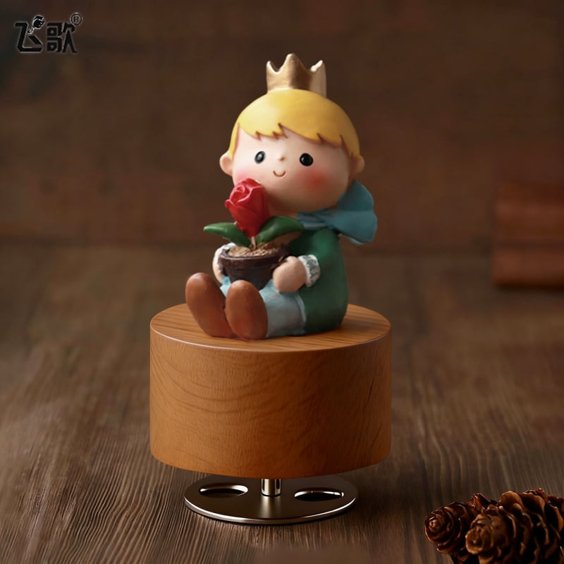 Cutie muzicală rotativă cu Micul Prinț – stil desen animat, materiale plastic și rășină