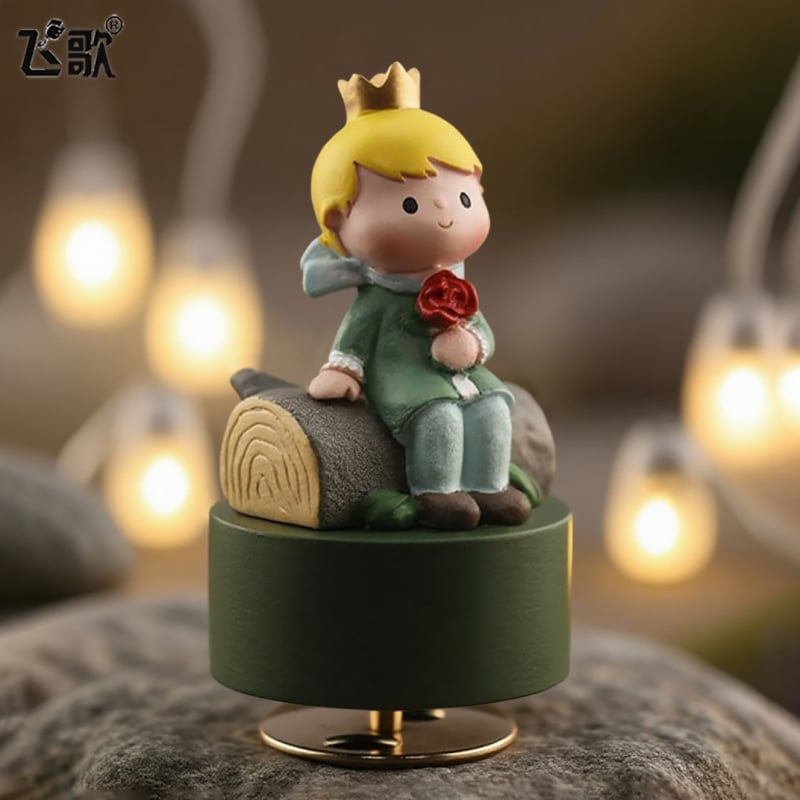 Cutie muzicală rotativă cu Micul Prinț – stil desen animat, materiale plastic și rășină