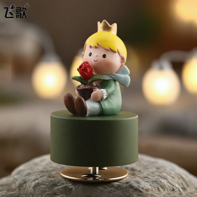 Cutie muzicală rotativă cu Micul Prinț – stil desen animat, materiale plastic și rășină