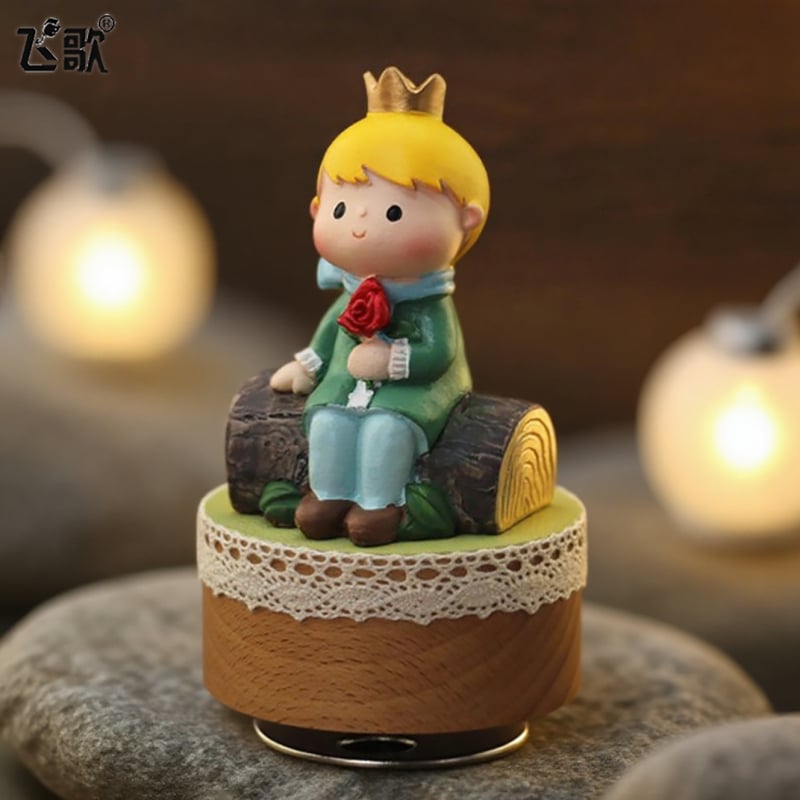 Cutie muzicală rotativă cu Micul Prinț – stil desen animat, materiale plastic și rășină