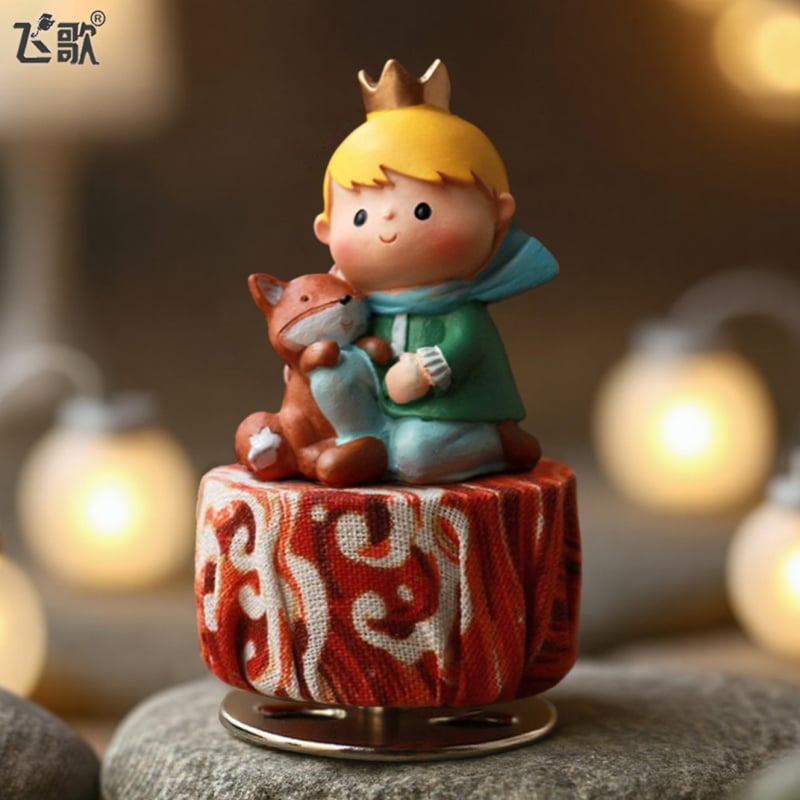 Cutie muzicală rotativă cu Micul Prinț – stil desen animat, materiale plastic și rășină