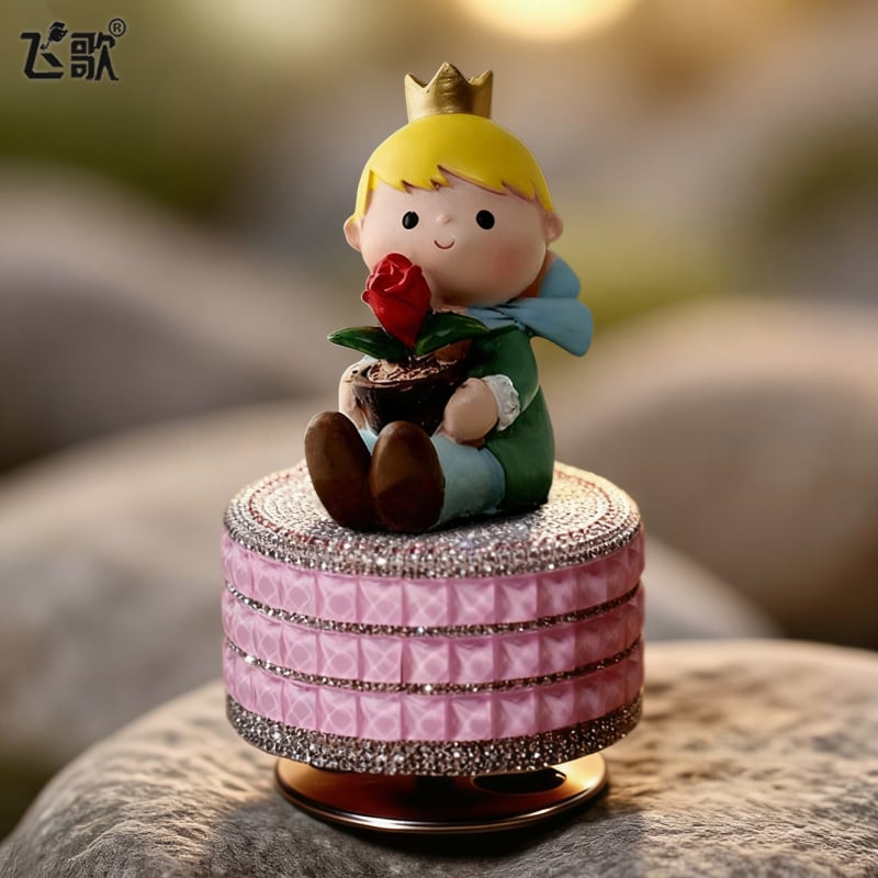 Cutie muzicală rotativă cu Micul Prinț – stil desen animat, materiale plastic și rășină