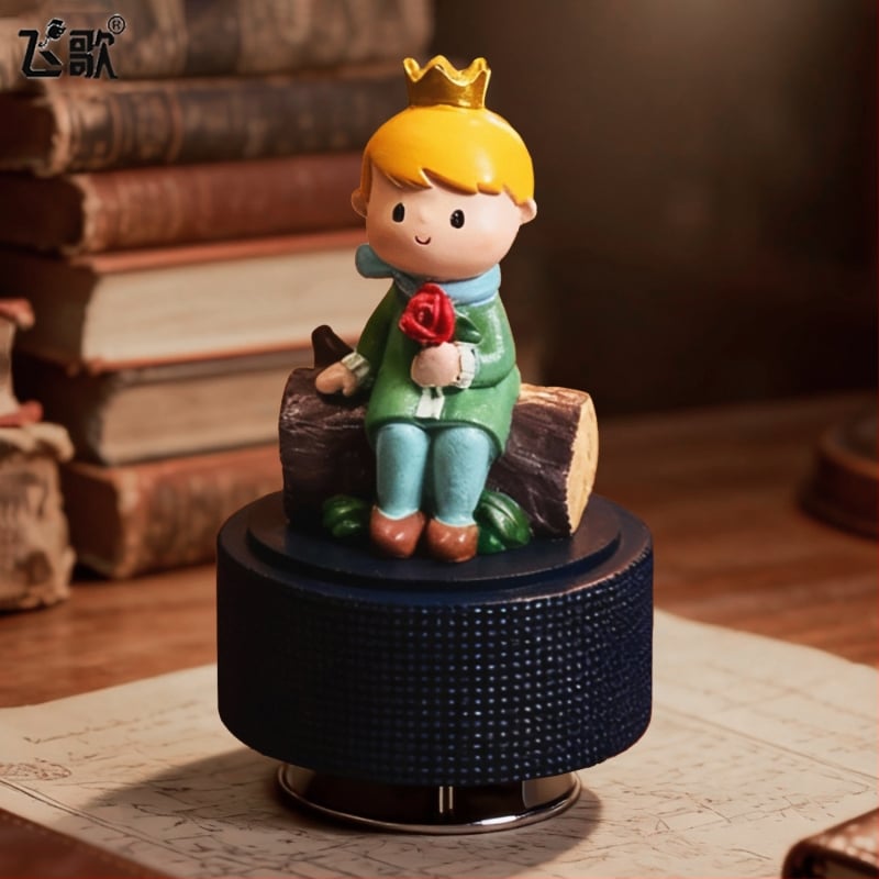 Cutie muzicală rotativă cu Micul Prinț – stil desen animat, materiale plastic și rășină