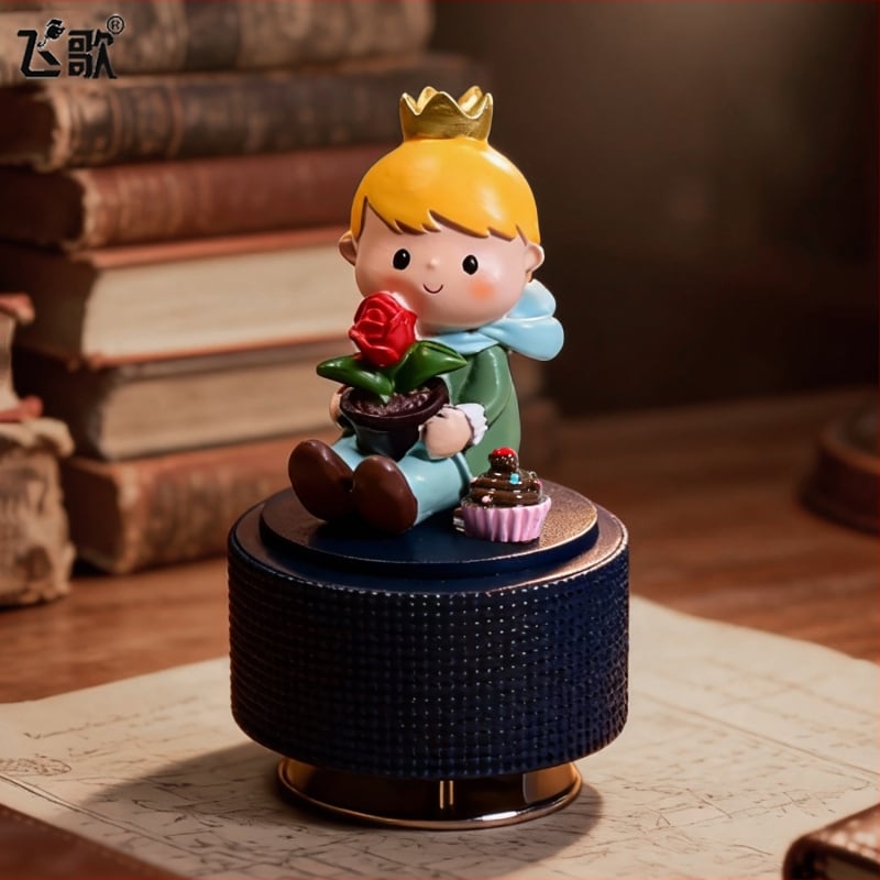 Cutie muzicală rotativă cu Micul Prinț – stil desen animat, materiale plastic și rășină