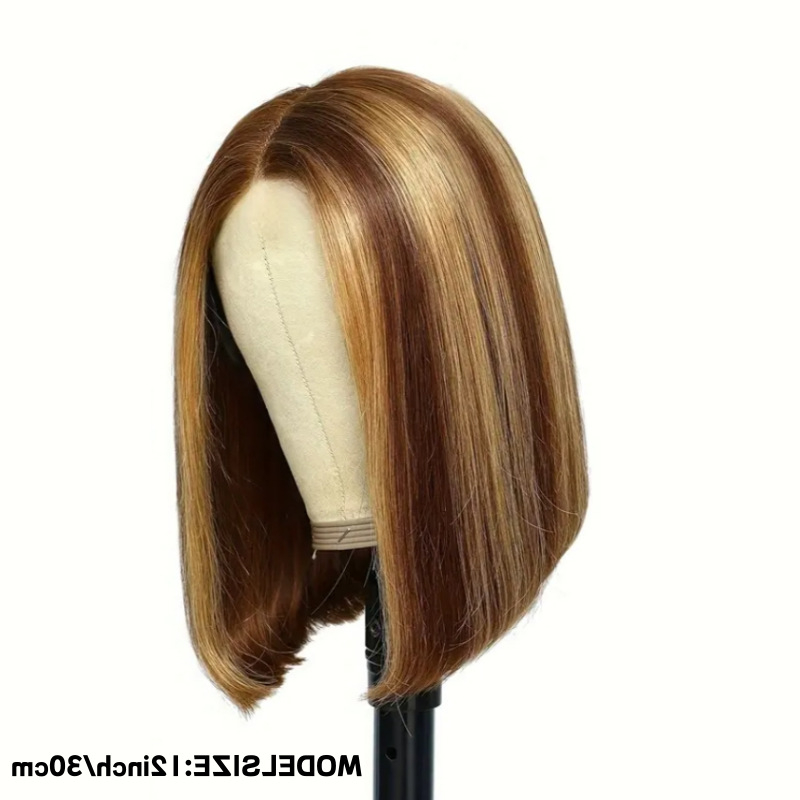 Perucă bob pentru femei, cu parte mijlocie, fibră sintetică rezistentă la temperaturi înalte, set complet pentru cap