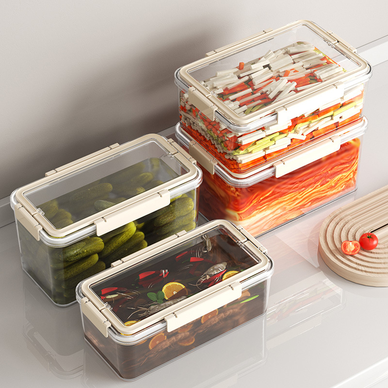 Cutie pentru alimente proaspete, dreptunghiulară, PET+PP+silica gel, stil nordic portabil, strat unic